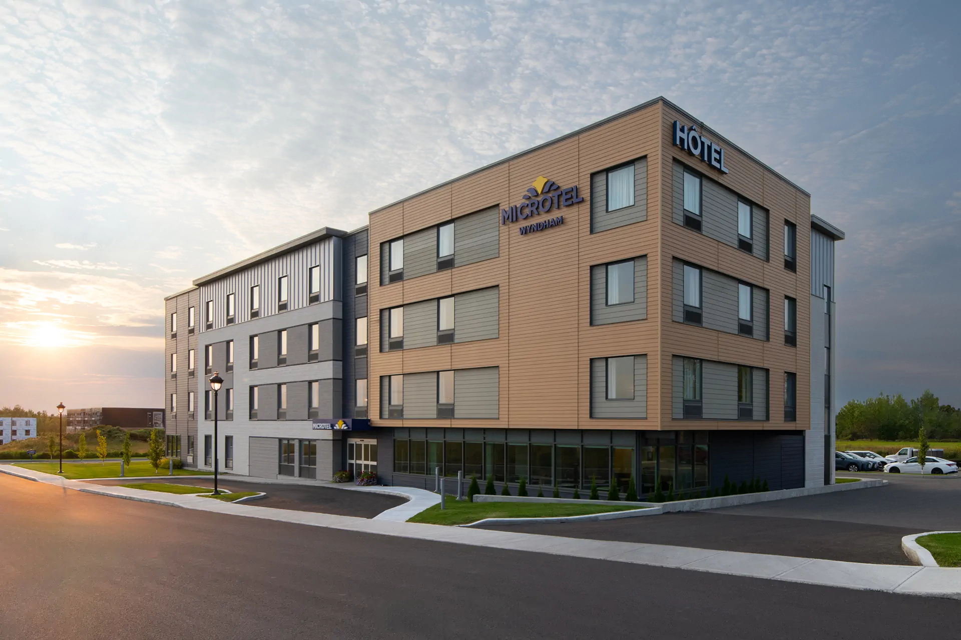 MicrotelLachute_ExteriorDusk - Microtel Lachute